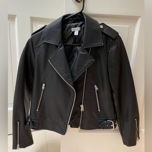 NWOT Topshop faux leather biker jacket black US sz 6